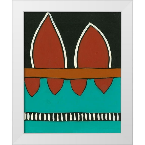 Moore, Regina 26x32 White Modern Wood Framed Museum Art Print Titled - Rust and Teal Patterns IV