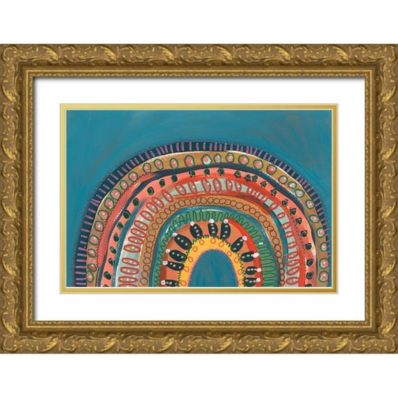 Moore, Regina 32x23 Gold Ornate Wood Framed with Double Matting Museum Art Print Titled - Boho Rainbow II