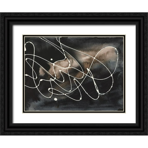 Moore, Regina 32x25 Black Ornate Wood Framed with Double Matting Museum Art Print Titled - Midnight Swirl III