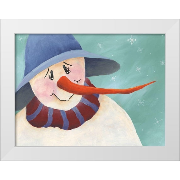 Moore, Regina 32x25 White Modern Wood Framed Museum Art Print Titled - Carrot Nose Snowman II