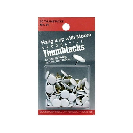 Moore Thumb Tack Decorative White 60pc