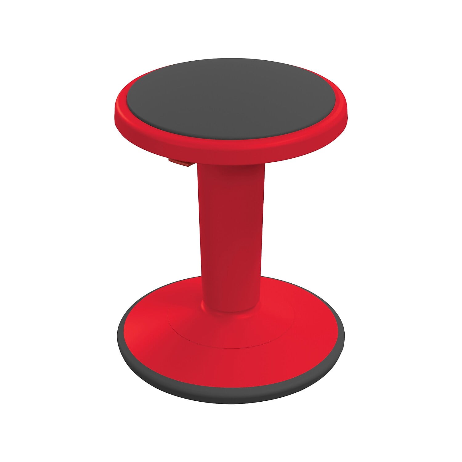 Adjustable Red Plastic Wobble Stool with Trumpet Design