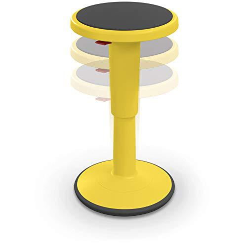 MooreCo 17-24" Plastic Hierarchy Height Adjustable Grow Tall Stool in Yellow