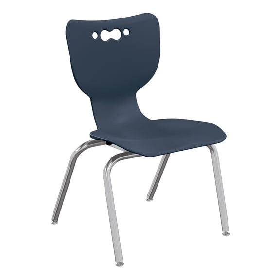 Hierarchy School Chair, 5 Pack, 4-Leg, 14" Height, Chrome Frame, Navy Shell