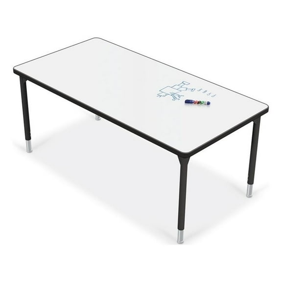 MooreCo Dry Erase Rectangle Stainless Steel Activity Table in White/Black