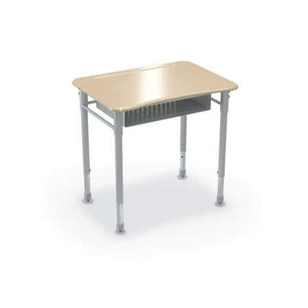 MooreCo Hard Plastic Student Desk Set of 2 Adjustable Height Rectangle Maple