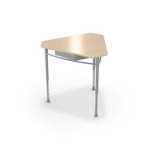 MooreCo Monroe Hard Plastic Student Desk Set of 2 Adjustable Height Maple