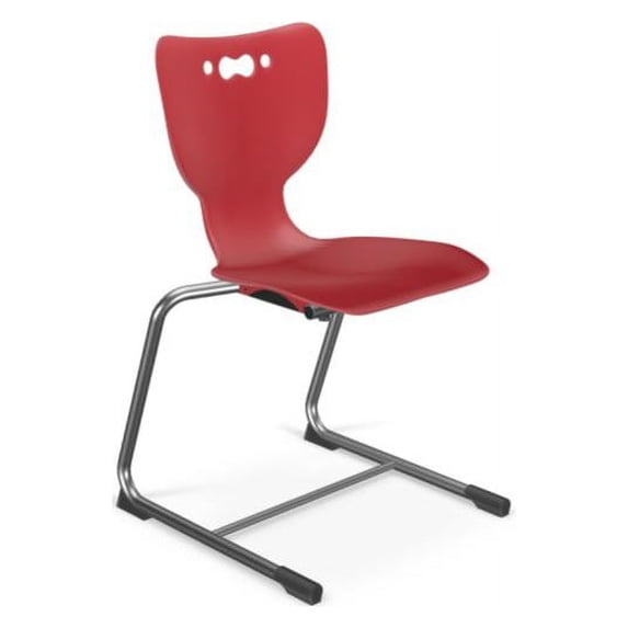 Hierarchy Cantilever School Chair, 5 Pack, 14" Height, Chrome Frame, Red Shell