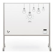 MooreCo Inklud Double Sided Magnetic Mobile Dry Erase Whiteboard 72H x 72W x 22D
