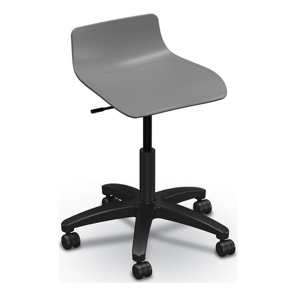 MooreCo Mobile Clinical Low Back Adjustable Gray Stool 5 Star Base Soft Casters