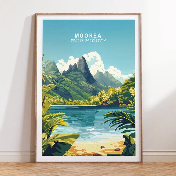 Moorea French Polynesia Minimalist Cityscape Home Decor Print Unframed Paper Print