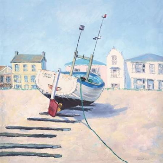 Moored Boat Canvas Art - Jane Hewlett (24 x 24)