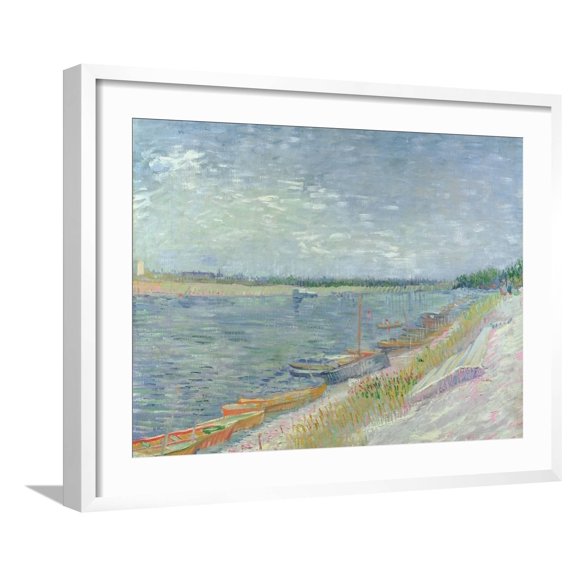 Art.com Moored Boats, 1887 Giclee Print by Vincent van Gogh, White Frame Wall Art, 29" x 23"