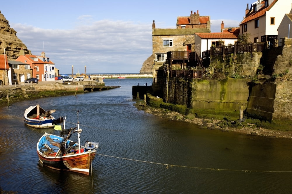 Moored Boats In Staithes North Yorkshire England Uk Canvas Art - John Short Design Pics (18 x 12)