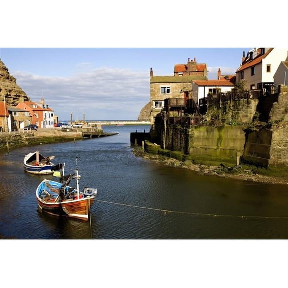 Moored Boats in Staithes - North Yorkshire England UK Poster Print