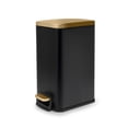 thumbnail image 1 of Moorefield 1.6 gal., Rectangular Soft Close Premium Pedal Waste Bin for Bedroom, Bathroom, Home and Office, Step On Trash Can, Matte Black Gold, 1 of 10