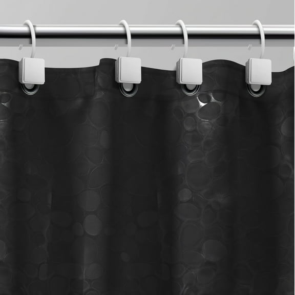 Moorefield 8-Gauge, 72" x 72" Black Large Metal Grommets Weighed Magnetic Hem PEVA Shower Liner in Matte Black