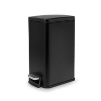 Moorefield 1.6 gal., Rectangular Soft Close Premium Pedal Waste Bin for Bedroom, Bathroom, Home and Office, Step On Trash Can, Matte Black