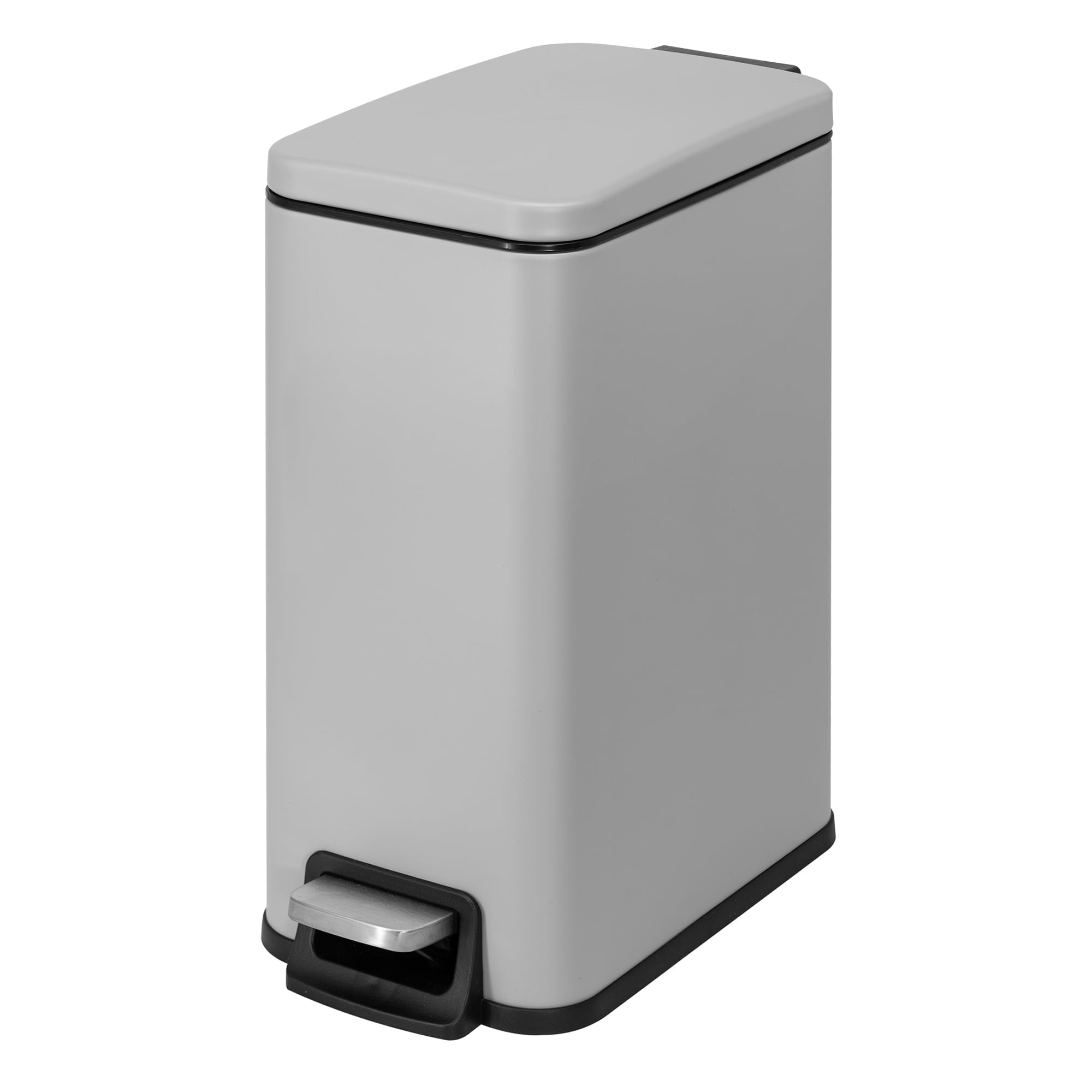 Matte Gray Stainless Steel 1.6 Gal Pedal Bathroom Trash Can