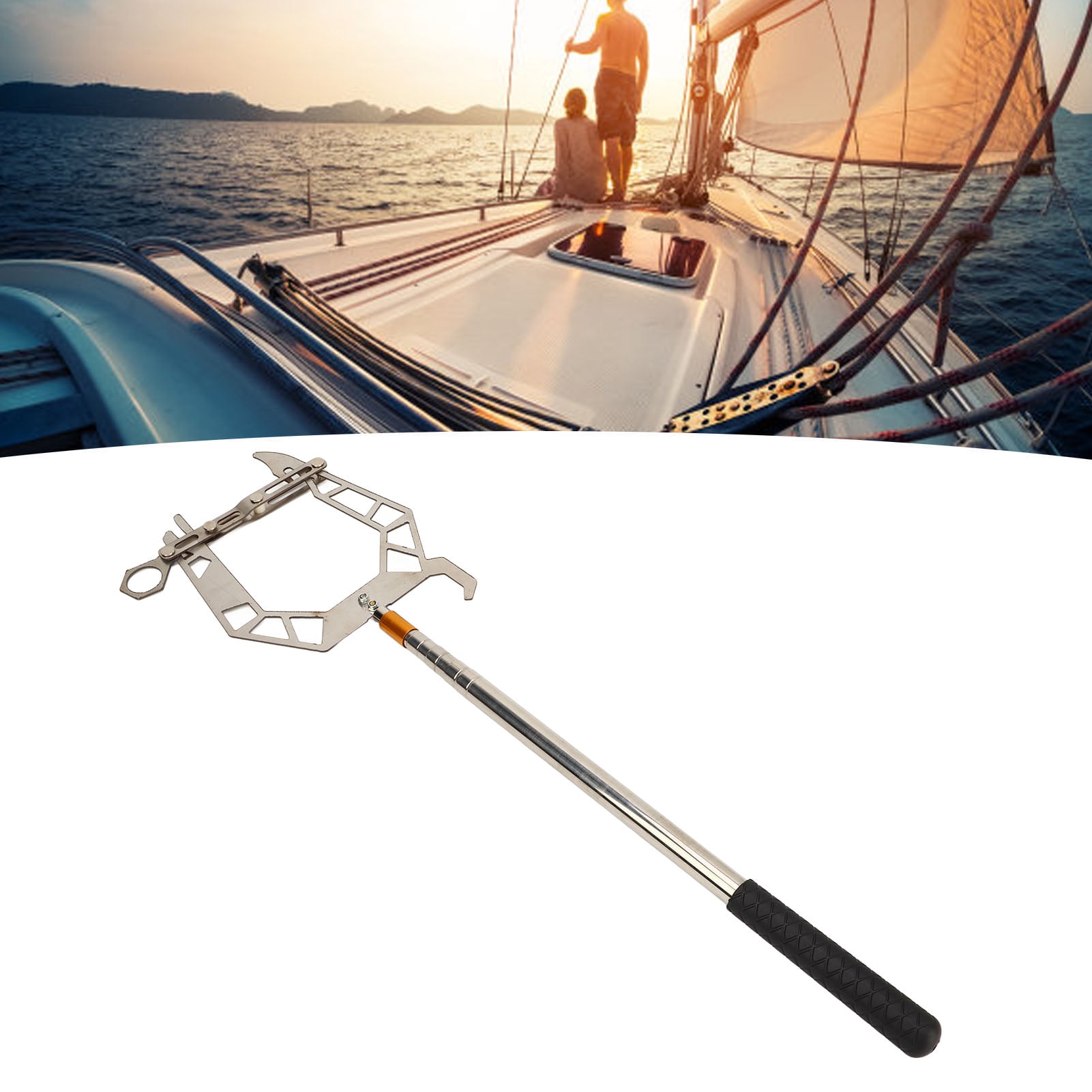 Mooring Rope Dock Hook , Boat U Type Mooring Rope Threader Stainless Steel Dock Hook Cable Wire