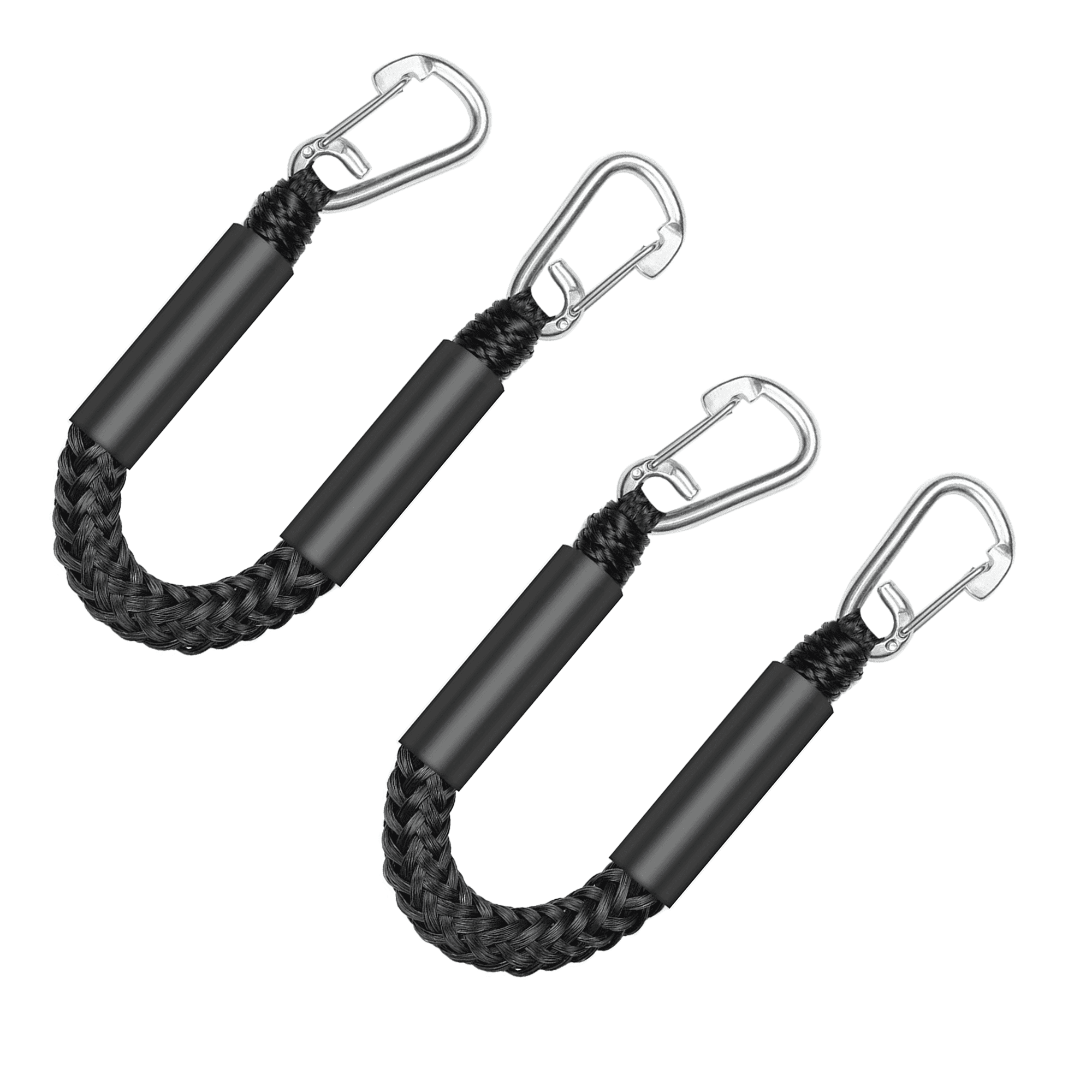 Mooring Strap Double Hook 4FT Bungee Dock Line - Essential Accessory for Boats with Built-in Bumpers, Bungee Cords, Kayak, and Boat Anchors - 2 Pack Black