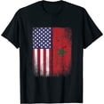 thumbnail image 1 of Moorish American Flag Morocco Usa Moroccan Star Womens T-Shirt Black 3X-Large, 1 of 5