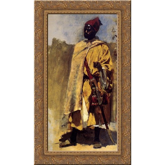 Moorish Guard 24x14 Gold Ornate Wood Framed Canvas Art by Edwin Lord Weeks
