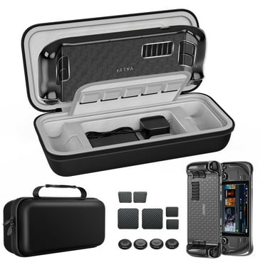 Mooroer 12 in 1 Steam Deck Accessories Kit with Portable Travel Protective Hard Shell Steam Deck Carry Case, TPU Clear Protective Case, Touch Skin Sticker & Thumb Grips, Black