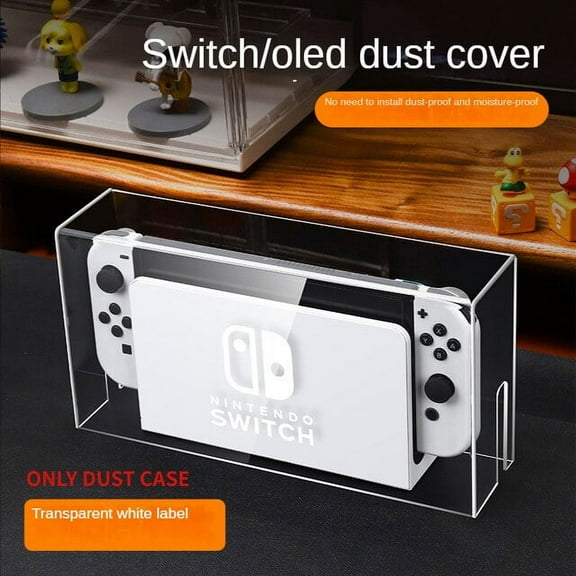Mooroer Nintendo Switch Dust Cover , Heavy-Duty Acrylic Case for Docked Switch , Dustproof & Practical , Clear Display Case , Compatible with Nintendo Switch & OLED (10.03" x 2.56" x 5.20" )