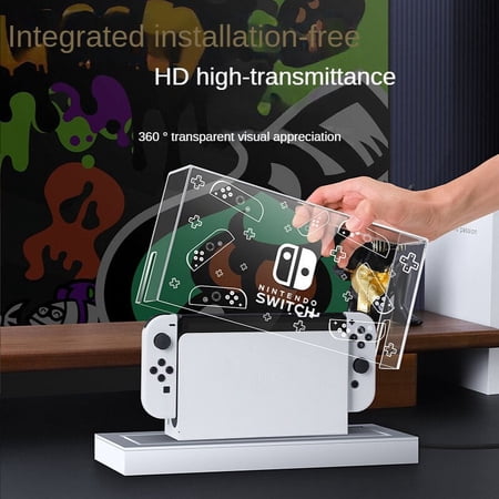 Mooroer Transparent Dust-proof Cover for Switch Luminous Base Sleeve Box for Nintendo Oled Acrylic Host Case Protective Cover