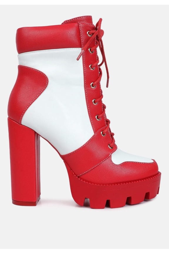 Moos Block Heel Lace Up Boots