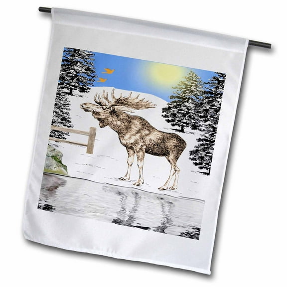 3dRose, Moose, 12 x 18 inch Garden Flag