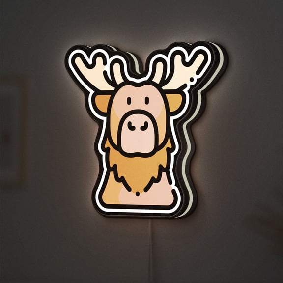 Moose 3D Novelty Light Box, Rustic Wildlife Decor for Cabin, Lodge, or Nature Rooms (Width 12 inch, 30cm)