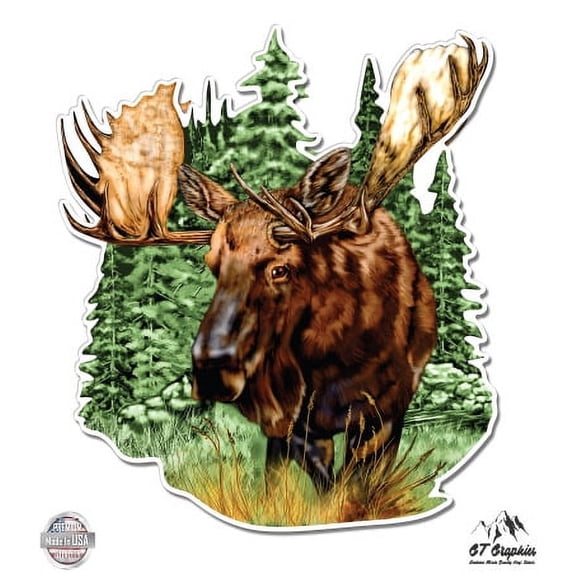 Moose - 5" Vinyl Sticker - For Car Laptop I-Pad - Waterproof Decal