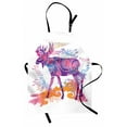 thumbnail image 1 of Moose Apron Unusual Deer Figure with Trippy Featured Color Effects Digital Vivid Display, Unisex Kitchen Bib Apron with Adjustable Neck for Cooking Baking Gardening, Mauve and Orange, by Ambesonne, 1 of 3