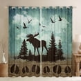 thumbnail image 1 of Moose Blackout Curtains Rustic Pine Trees 2 Panels 52"Wx63"L Curtains,Woodland Animals Curtains & Drapes Vintage Brown Lodge Cabin Reindeer Elk Deer Paw Print Farmhouse Decor, 1 of 6