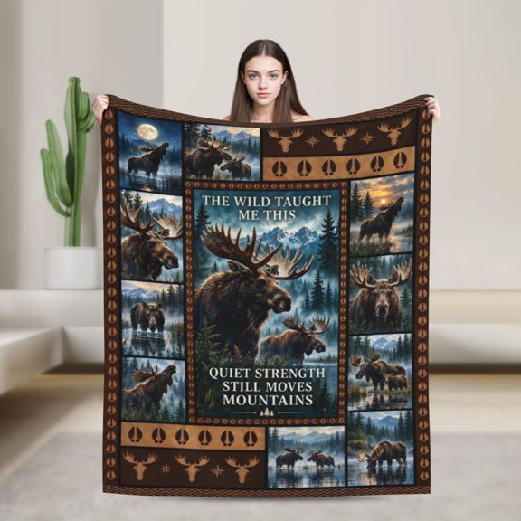 Moose Blanket Wildlife Mountain Flannel Throw Blanket Gift for Moose Lovers Adults 50x40 in