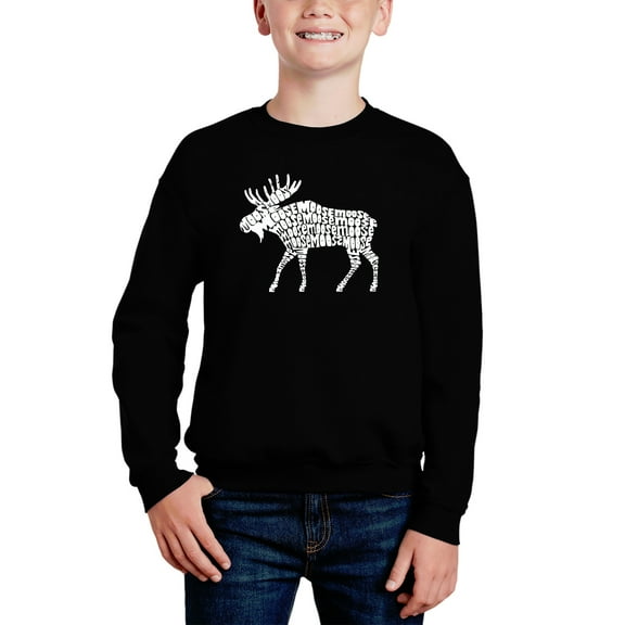 Moose - Boy's Word Art Crewneck Sweatshirt
