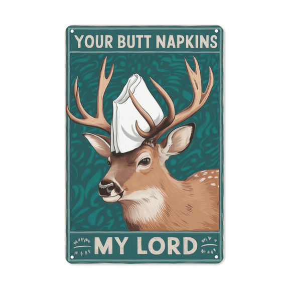 Moose Butt Napkins metal sign Rustic Bathroom Decor Wildlife Theme Perfect Hanging Lodge Toilet With Farmhouse Finish Weatherproof Coating Humor Gift Hunter Family Man 8x12 inch metal sign classic