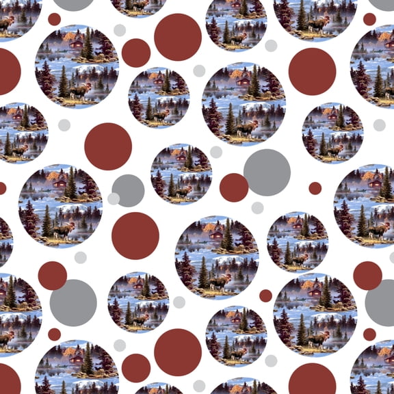 Moose Cabin Forest Woods Canoe Pattern Premium Gift Wrap Wrapping Paper Roll