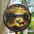 thumbnail image 1 of Moose Canada Suncatcher Stained Glass Stained Glass Window Hanging Home Decor Garden Halloween Christmas Wedding Housewarming Gifts, Stained Glass Ornament 2025, Holiday, 1 of 6