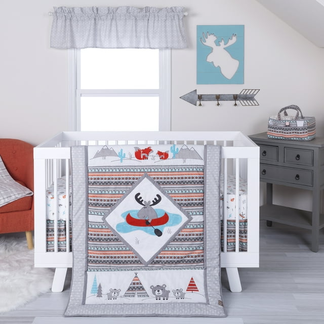 Moose Canoe 4 Piece Crib Bedding Set