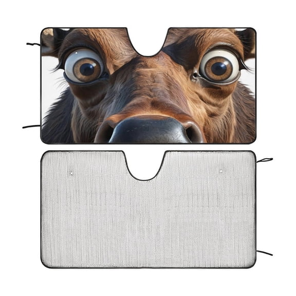 Moose Car Windshield, Sun Shade for Car Front Window,Block UV Rays Fold-able Windshield Sun Visor Protector-Keep Vehicle Cool for Most Vehicles 51"x28"