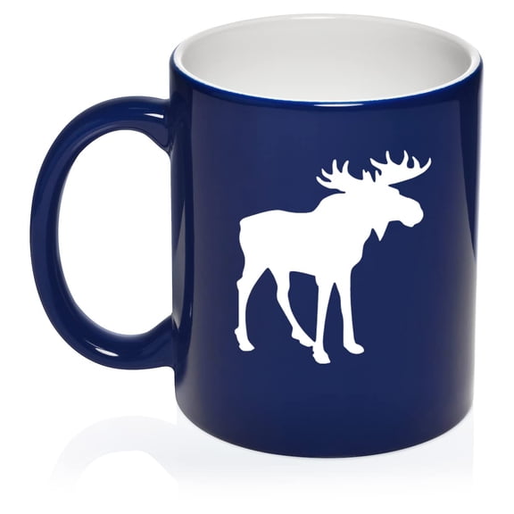 Moose Ceramic Coffee Mug Tea Cup Gift (11oz Blue)
