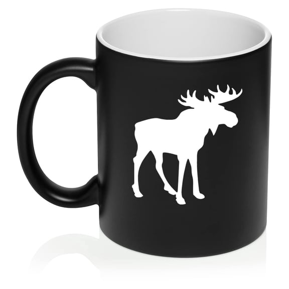 Moose Ceramic Coffee Mug Tea Cup Gift (11oz Matte Black)