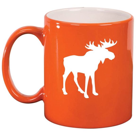 Moose Ceramic Coffee Mug Tea Cup Gift (11oz Orange)