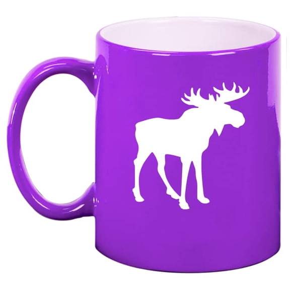 Moose Ceramic Coffee Mug Tea Cup Gift (11oz Purple)