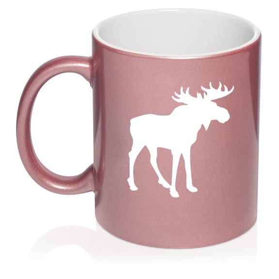 Moose Ceramic Coffee Mug Tea Cup Gift (11oz Rose Gold)