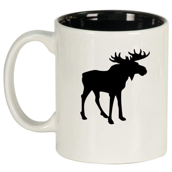 Moose Ceramic Coffee Mug Tea Cup Gift (11oz White)