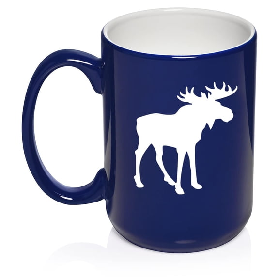 Moose Ceramic Coffee Mug Tea Cup Gift (15oz Blue)